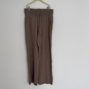 Brown Wide-Leg Knit Pants